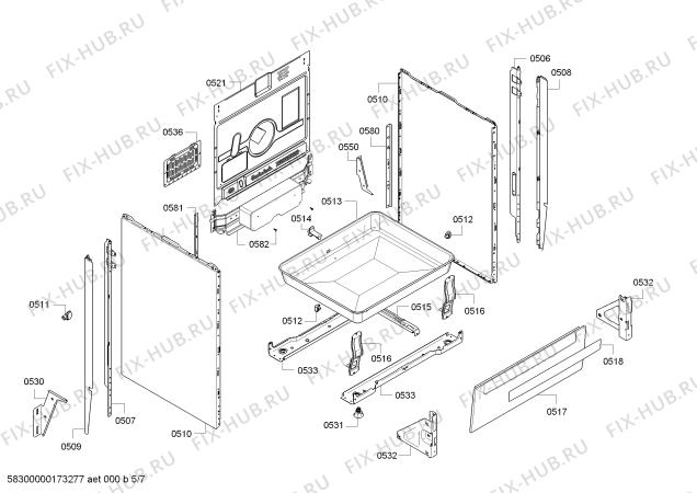 Взрыв-схема плиты (духовки) Bosch HCE723223G - Схема узла 05