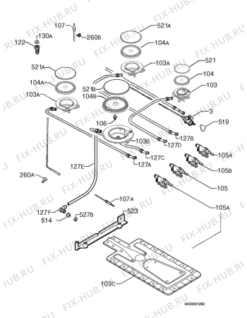 Взрыв-схема плиты (духовки) Zoppas PZ65W - Схема узла Functional parts 267