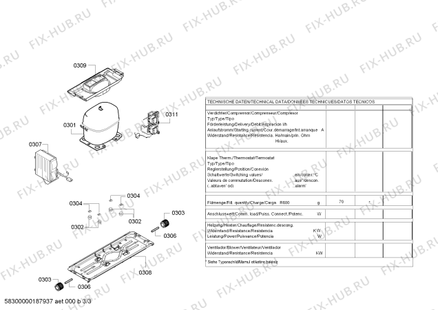 Взрыв-схема холодильника Bosch KGE39BI44 Bosch - Схема узла 03