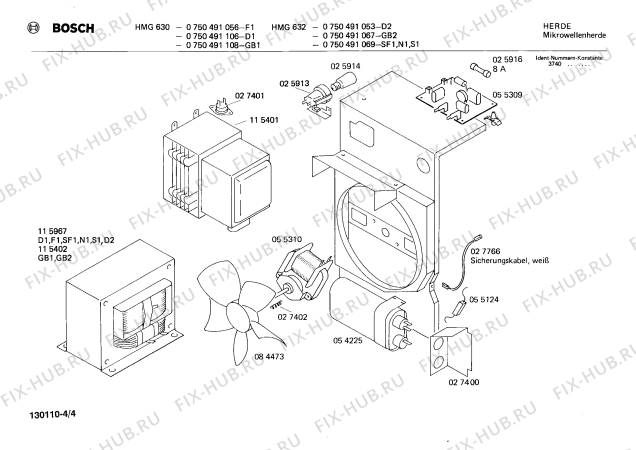 Схема №4 HF0614 с изображением Терморегулятор для микроволновой печи Bosch 00027401