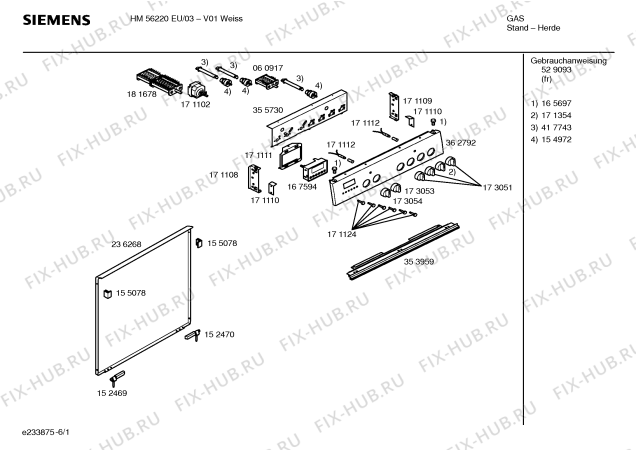Схема №3 HM56220EU с изображением Инструкция по эксплуатации для плиты (духовки) Siemens 00529093