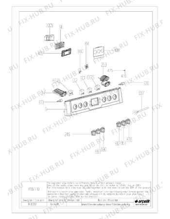 Взрыв-схема плиты (духовки) Beko CSM 62323 DX (7785882102) - BARBAROS FS CONTROL PANEL GR EXPLODED VIEW