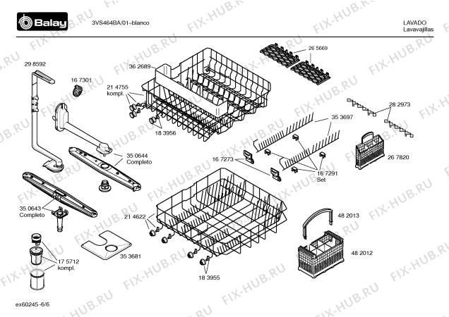 Взрыв-схема посудомоечной машины Balay 3VS464BA VS464 - Схема узла 06