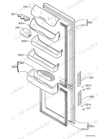 Взрыв-схема холодильника Elektro Helios KF3650 - Схема узла Door 003