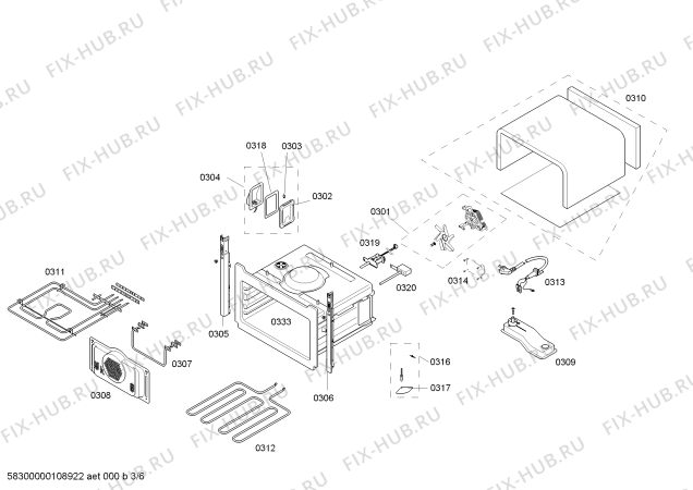 Взрыв-схема плиты (духовки) Bosch HBC86P750 - Схема узла 03