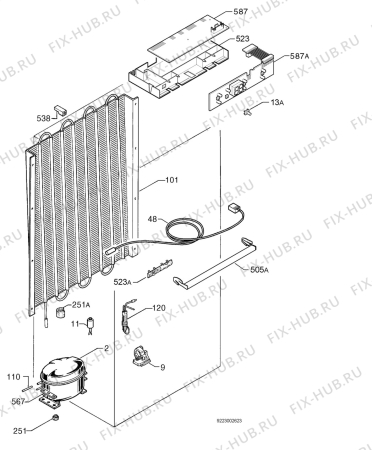 Взрыв-схема холодильника Electrolux SG164 - Схема узла Cooling system 017