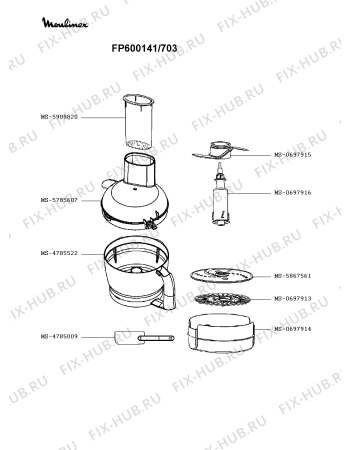 Взрыв-схема кухонного комбайна Moulinex FP600141/703 - Схема узла GP003144.4P2