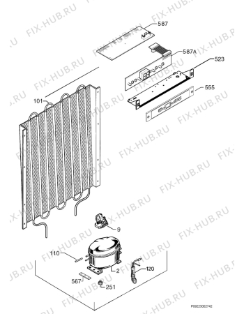 Взрыв-схема холодильника Privileg 614292_40244 - Схема узла Cooling system 017