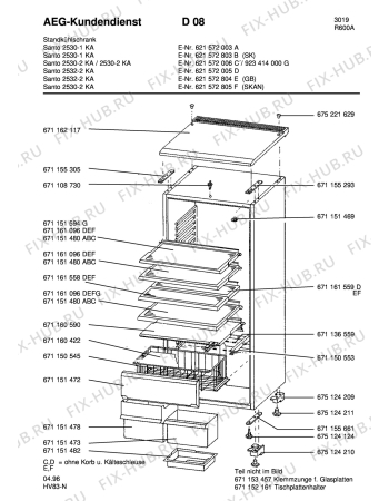 Взрыв-схема холодильника Aeg S2530-2 KA - Схема узла Housing 001