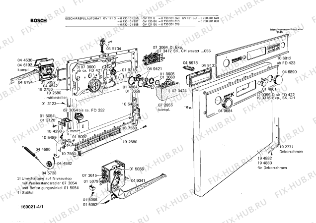 Схема №3 0730201526 GV121ME с изображением Крышка для посудомоечной машины Bosch 00106020