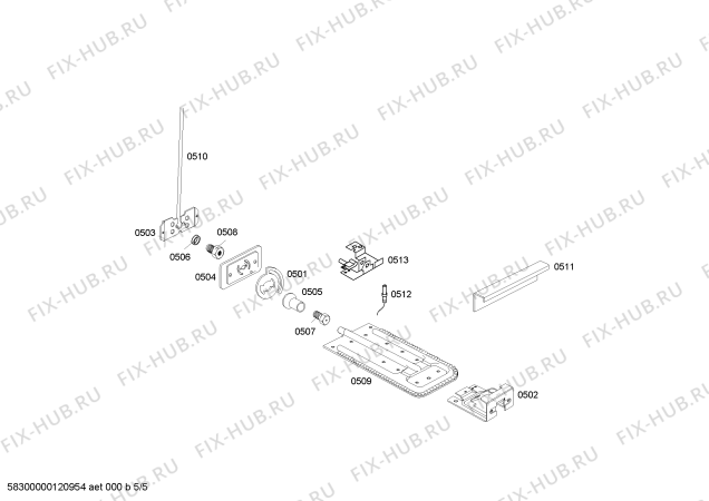 Взрыв-схема плиты (духовки) Continental FSK44U30ED CAPRI GRILL II ALUMINIO (LC-10) - Схема узла 05