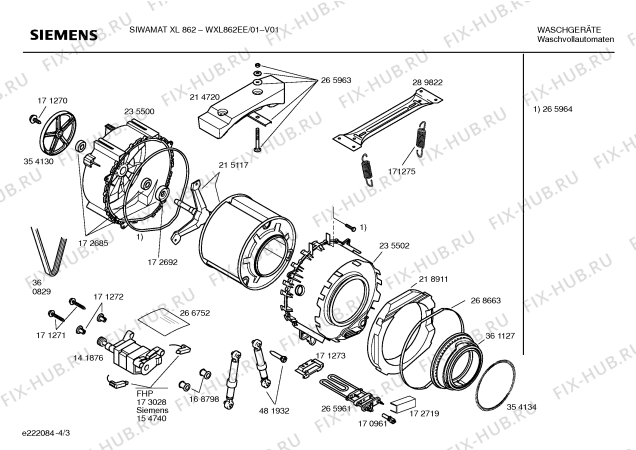 Взрыв-схема стиральной машины Siemens WXL862EE SIWAMAT XL 862 - Схема узла 03