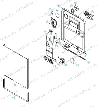 Взрыв-схема посудомоечной машины Pelgrim GVW993ONY-P01 XXL NL   -Black FI Soft (341866, DW70.3) - Схема узла 05