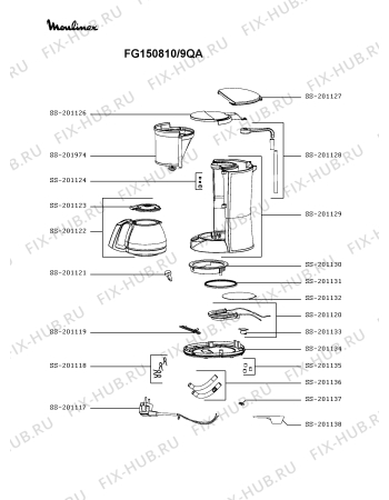 Схема №1 CM151GKR/9QA с изображением Скрепление для кофеварки (кофемашины) Moulinex SS-201118