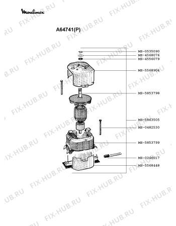 Взрыв-схема кухонного комбайна Moulinex A64741(P) - Схема узла ZP001094.3P3