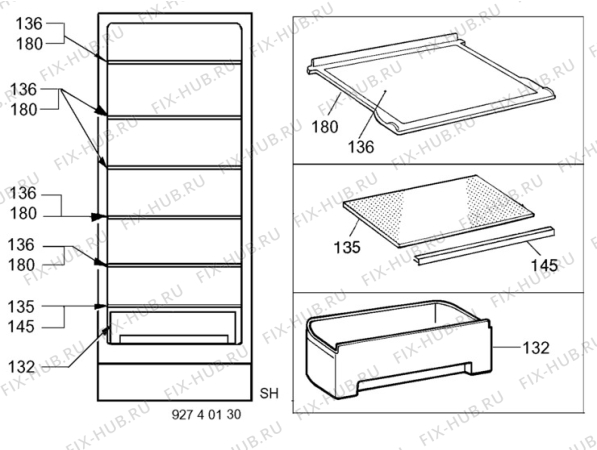 Взрыв-схема холодильника Electrolux ER7802C - Схема узла C10 Interior