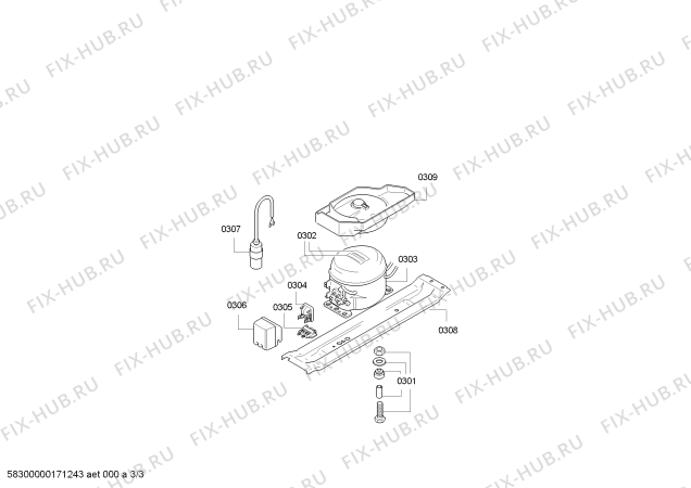 Взрыв-схема холодильника Bosch KIL38A50GB - Схема узла 03