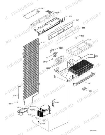 Взрыв-схема холодильника Arthur Martin AUF2320 - Схема узла Cooling system 017