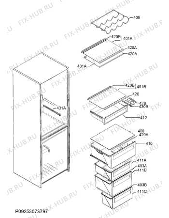 Взрыв-схема холодильника John Lewis JLFFW2034 - Схема узла Internal parts