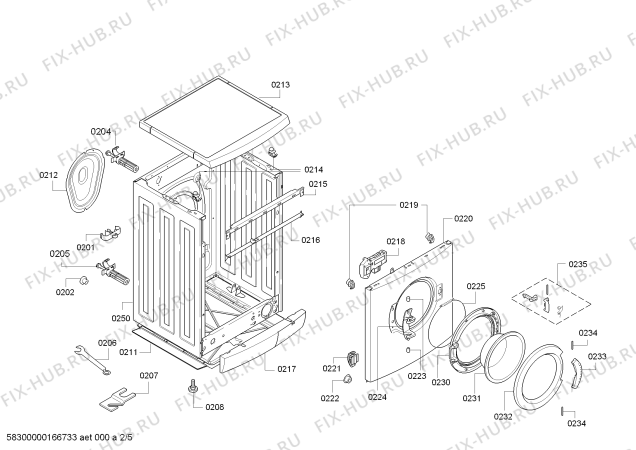 Взрыв-схема стиральной машины Bosch WAE28167GB Classixx 6 VarioPerfect - Схема узла 02