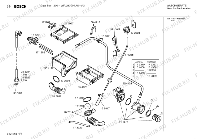 Схема №4 WFL247GNL GigaStar 1200 с изображением Инструкция по установке и эксплуатации для стиралки Bosch 00524331