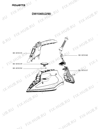 Схема №1 DW1040U2/90 с изображением Рукоятка для электропарогенератора Rowenta RS-DC0335