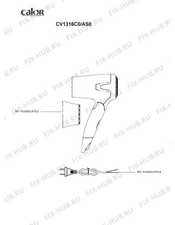 Схема №1 CV1318C0/AS0 с изображением Провод для фена Rowenta FS-9100019764