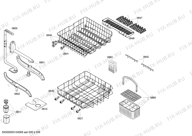 Взрыв-схема посудомоечной машины Bosch SGS43E12TC - Схема узла 06