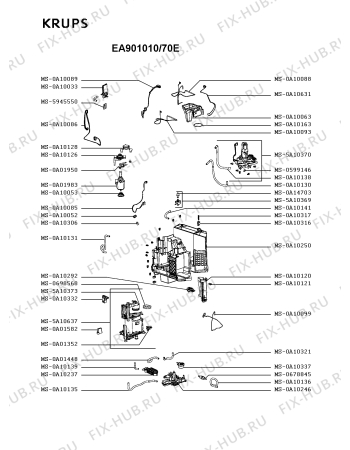 Взрыв-схема кофеварки (кофемашины) Krups EA901010/70E - Схема узла IP005718.6P5