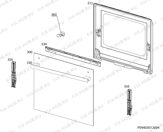 Взрыв-схема плиты (духовки) Electrolux EKC50100OX - Схема узла Door