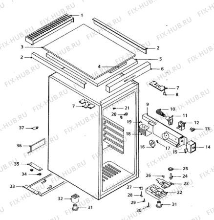 Взрыв-схема холодильника Electrolux ER1143T/CH - Схема узла Cabinet + armatures