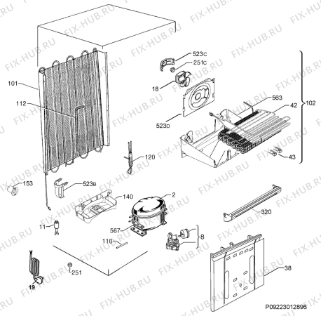 Взрыв-схема холодильника John Lewis JLWFF1103C - Схема узла Cooling system 017