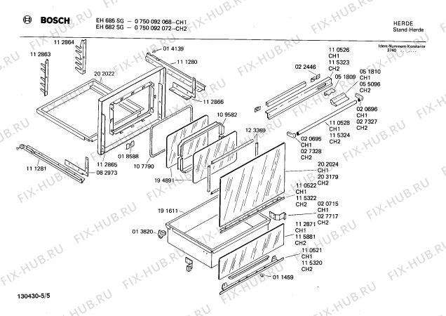 Взрыв-схема плиты (духовки) Bosch 0750092068 EH685SG - Схема узла 05