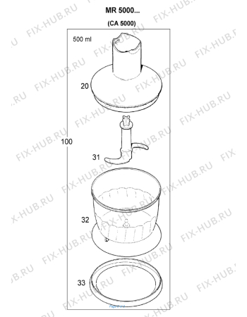 Взрыв-схема блендера (миксера) BRAUN Multiquick professional, Minipimer professional - Схема узла 2
