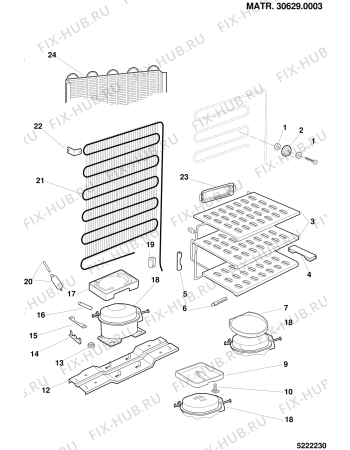 Взрыв-схема холодильника Whirlpool E403VOGICA (F014545) - Схема узла