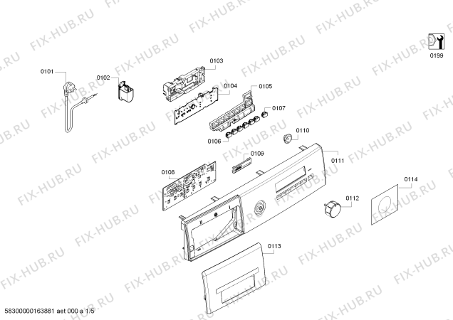 Схема №5 WM14B296DN с изображением Наклейка для стиральной машины Siemens 00636024