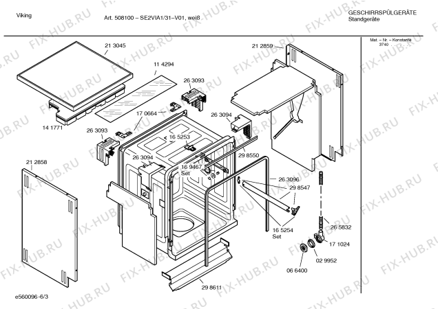 Схема №5 SE2VIA1 508100 с изображением Передняя панель для посудомоечной машины Bosch 00362602