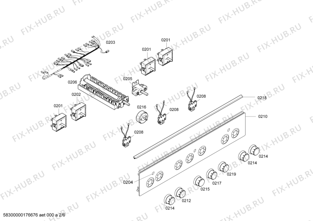 Взрыв-схема плиты (духовки) Bosch HCE633123R - Схема узла 02