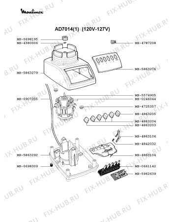 Взрыв-схема блендера (миксера) Moulinex AD7014(1) - Схема узла NP001165.1P2