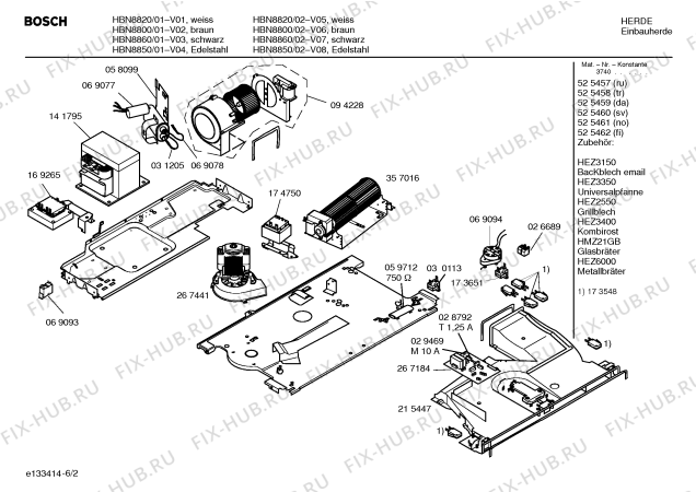 Взрыв-схема плиты (духовки) Bosch HBN8820 - Схема узла 02