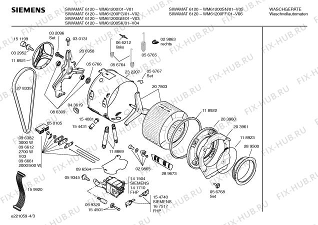 Схема №2 WM61430FG SIWAMAT 6143 с изображением Таблица программ для стиралки Siemens 00518340