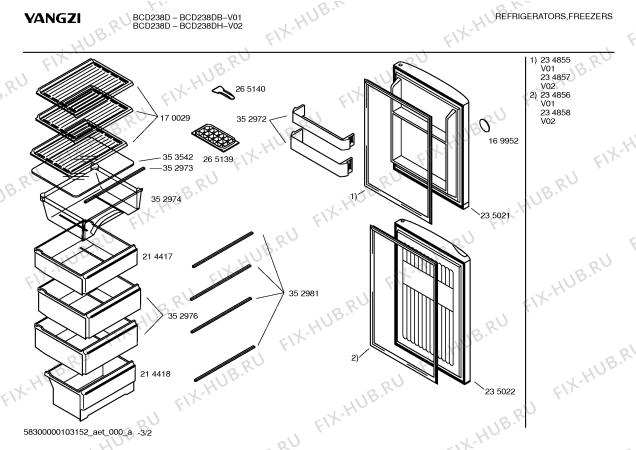Схема №3 BCD238DH BCD238D с изображением Дверь для холодильника Bosch 00235032
