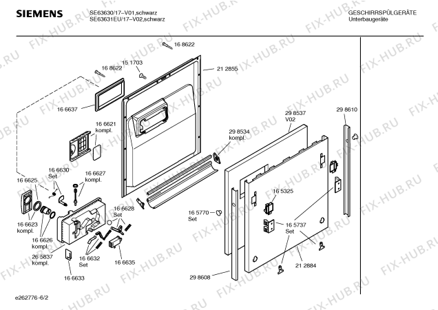 Схема №6 SE63630 с изображением Инструкция по эксплуатации для посудомойки Siemens 00529174