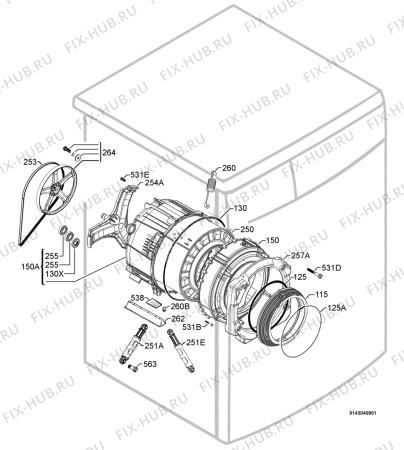 Взрыв-схема стиральной машины Aeg Electrolux L84950A - Схема узла Functional parts 267