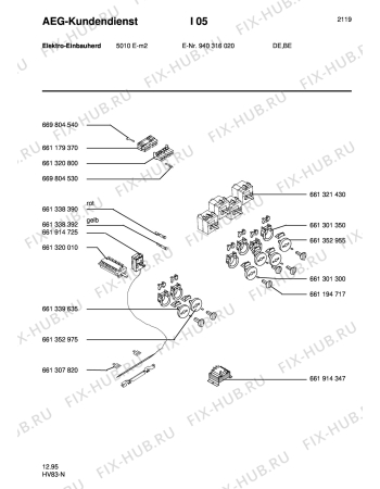 Взрыв-схема плиты (духовки) Aeg 5010E-M - Схема узла Section5