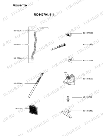 Взрыв-схема пылесоса Rowenta RO442701/411 - Схема узла UP004827.0P2