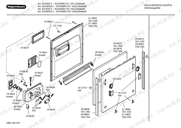 Взрыв-схема посудомоечной машины Kueppersbusch SHVKBN1 IGVS659.3 - Схема узла 02