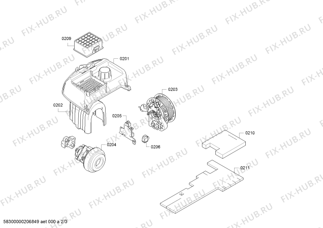 Взрыв-схема пылесоса Siemens VSZ4GA442 Z4.0 allergyPlus - Схема узла 02