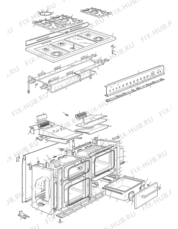 Схема №3 A1346G с изображением Корпусная деталь для плиты (духовки) DELONGHI 355VC1302