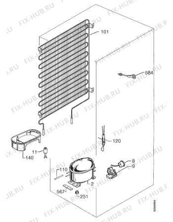 Взрыв-схема холодильника Rex FI260SA - Схема узла Cooling system 017